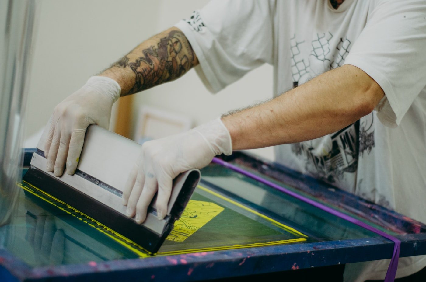 Screen printing branding in production