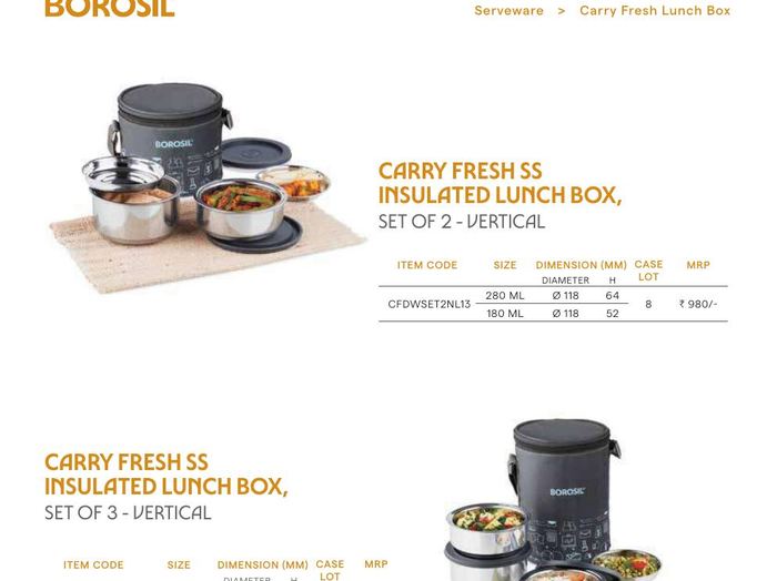 Carry Fresh SS Insulated Lunch Box (Set of 4)
