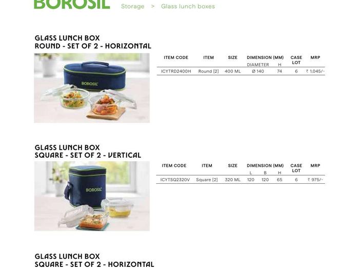 Glass Lunch Box Square (Set of 2 Vertical)