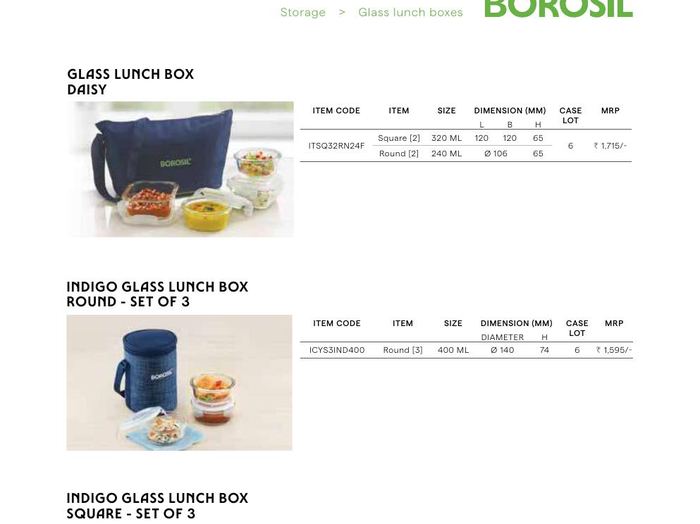 Indigo Glass Lunch Box Round (Set of 3)
