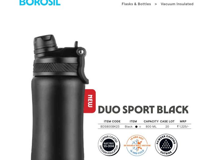 Duo Sport Black Vacuum Bottle